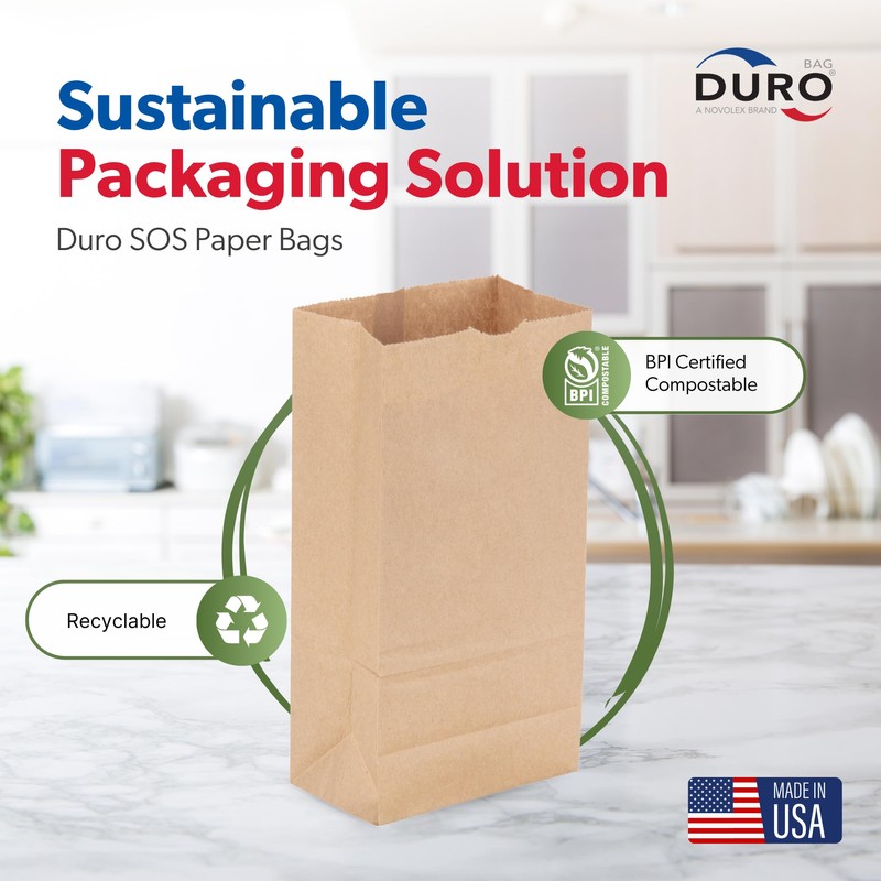 Duro 6# Brown Paper Lunch Bags 500 Count - Bulk