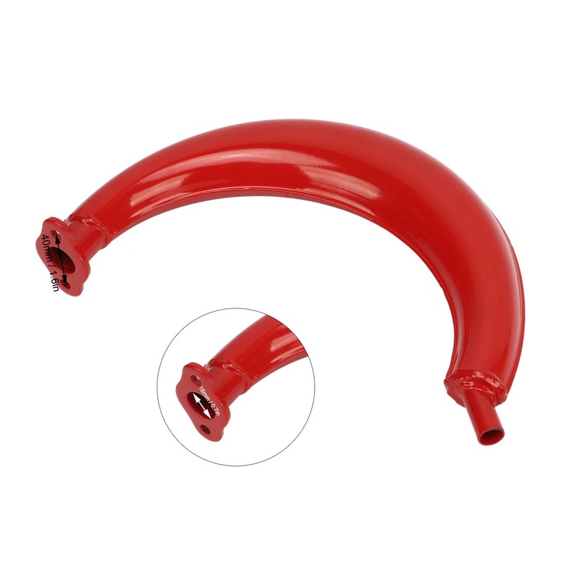Exhaust Muffler Red Exhaust Silencer Pipe Half Moon Shape 40mm