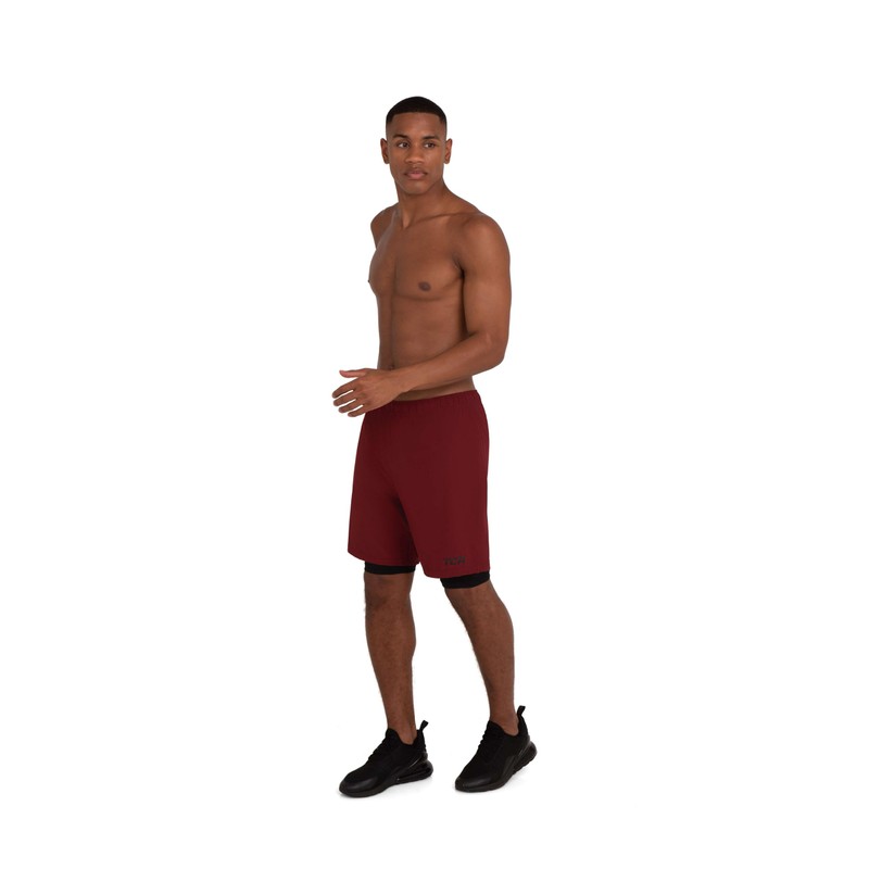 TCA Men's Ultra Running Shorts, 2-in-1 with Inner Compression Shorts