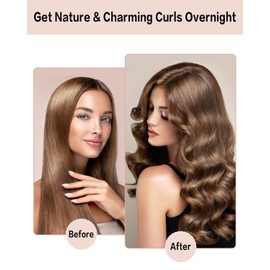 3 piezas Rizador de pelo sin calor, diadema de rizos de seda sin calor para un sueño más cómodo durante la noche, Conjunto flexible autosostenido para niñas, mujeres, damas, niños (Caqui, Mediano)