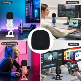 Pop Filter/Windscreen for Blue Yeti and Yeti Pro Microphones, Podcast Recording Microphone Windscreen Muff Windshield, Foam Mic Cover for Wind and Ambient Noise Reduction, Black