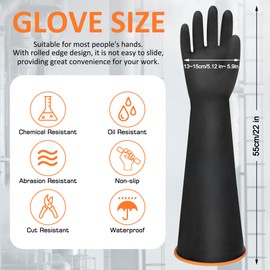 YingBiao 22" Long Rubber Gloves, Heavy Duty Gloves, Chemical Resistant Protective Gloves, Reusable Gauntlet Gloves Waterproof Safety Work Glove for Resist Strong Acid, Alkali, Oil, Non-Slip(1 Pair)