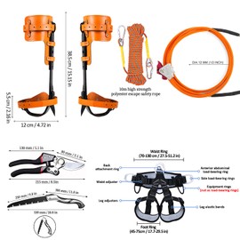 Tree Climbing Gear Set，Tree Climbing Spikes, Tree Climbing Gear with Adjustable Climbing Straps and Steel Core Flip Line, Rock Climbing Kit with Triple Lock Lanyard Adjuster