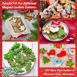 Christmas Cookie Cutters 15Pcs Winter Holiday Cookie Cutter Set Stainless Steel Metal Biscuit Cutters for Baking with Snowflake, Winter Glove, Snowman, Star for Christmas Party Biscuit Baking Molds