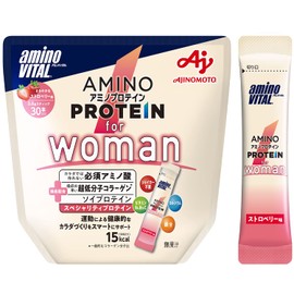 味の素 アミノバイタル アミノプロテイン for woman ストロベリー味 スティック 30本入パウチ アミノ酸 BCAA EAA ソイプロテイン コラーゲン ダイエット 女性