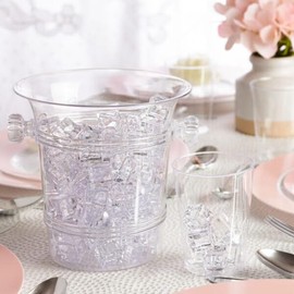 Crystal Clear Plastic Ice Bucket - Reusable Ice Container & Beverage Cooler, Perfect Bar Accessory for Parties, Themed Events, Picnics & Everyday Home Use