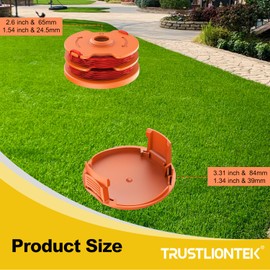 WA0007/50022833 Trimmer Spool line for Worx，Compatible with Worx WG116 WG118 WG119 WG124 WG183 String Trimmer. Fit for Worx Weed Eater String and 50019417 Spool Cap Cover. (8 Spool, 2 Cap)