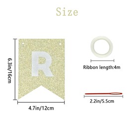 Champagne Gold Shine Happy Birthday Bunting, Kraft Paper Banner Flag for Kid Children Adult Birthday Party Decoration