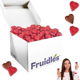 Fruidles Valentine's Day Milk Chocolate Hearts, Party Bag Fillers, Red Individually Wrapped Foils, Kosher Certified (10 Pounds (Bulk))