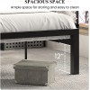 Lov4ever Metal Bed Frame with Geometric Litchi Grain Leather Headboard,
