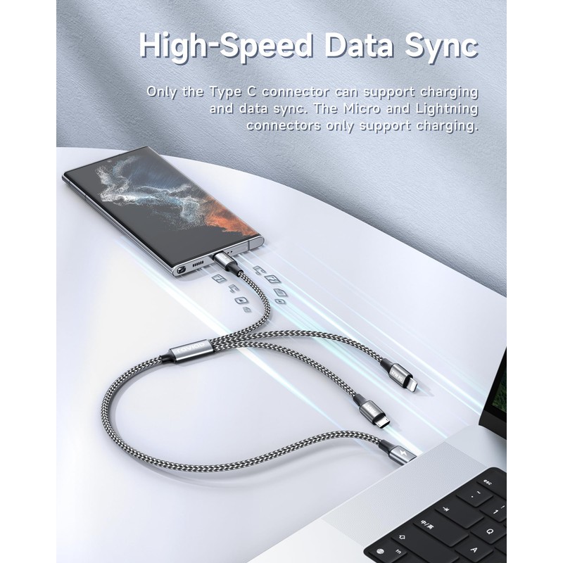 RAVIAD 100W 3 in 1 Charging Cable 50CM