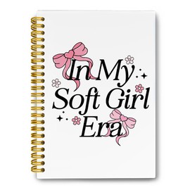 LiTiu Pink Bow Spiral Journal Campus Notebook, Preppy Coquette Trendy Notebook for School Teen Girls, In My Soft Girl Era Funky Cute Spiral Notebook 80 Sheets 5.8x8.3