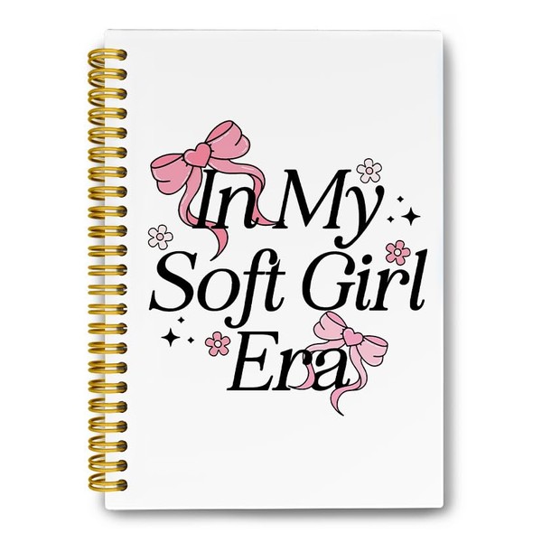 LiTiu Pink Bow Spiral Journal Campus Notebook, Preppy Coquette Trendy