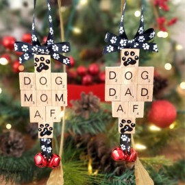 Unbranded Dog Mom Dog Dad AF Christmas Ornament, Gift from Dog, Dog Lover Christmas Gift