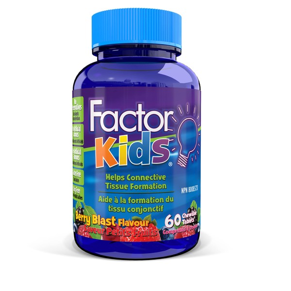 Factor Kids Daily Chewable Multivitamin (60 Count) with Vitamins B12, C, D3 & L-Tyrosine