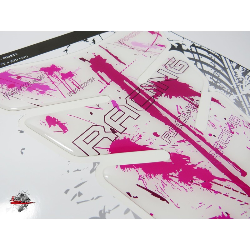 BIKE-label Tank Pad 3D Racing Pink White Compatible with Honda
