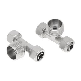 INFINAUTO Push to Connect Air Fittings 1/2" t Type Air Line Quick Joint Nickel-plated Copper 1/2"BSPT 2 Pcs Silver Tone