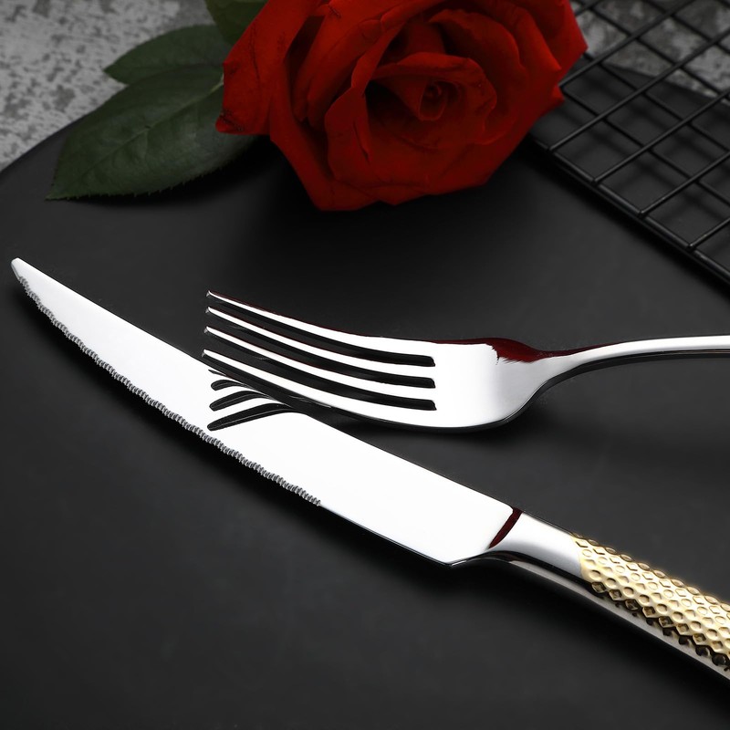 CADYSS Premium Silverware Set 20 Pieces - Flatware Set Gilding
