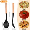 Aemygo 4 Pcs Large Silicone Cooking Spoons, 12 Inch Nonstick