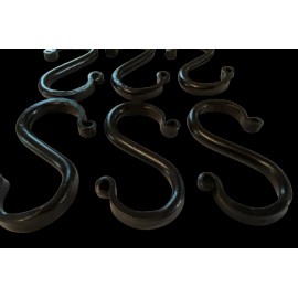 6 Wrought Iron 3 inch S Hooks - Hand Forged Hook Set with Scrolls AMISH USA