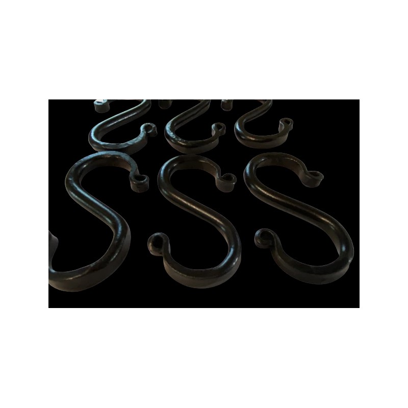 6 Wrought Iron 3 inch S Hooks - Hand Forged