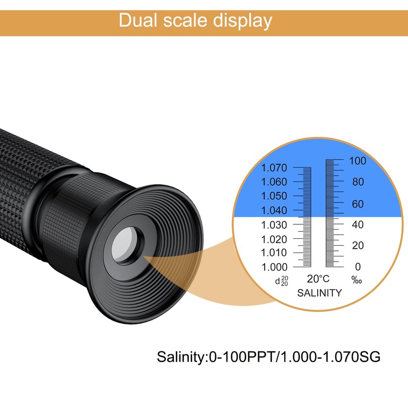 Professional Salinity Refractometer,Salinity Tester, Salt Tester for Saltwater Pool, for
