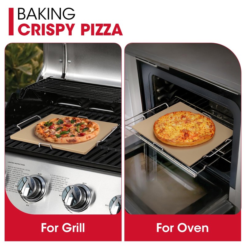 Unicook 12 Inch Square Pizza Stone for Oven and Grill,