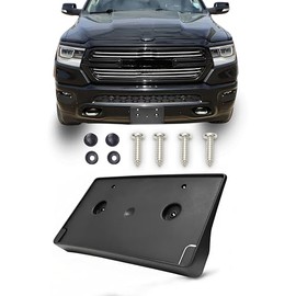 WOZUA Front Bumper License Plate Brackets Holder Mounting for RAM 1500 2019 2020 2022 2023 2024 CH1068151 68274215AE(Only Steel Bumper Image is Final)
