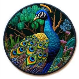 Peacock Bird Patch 3" Iron-on Embroidered Sublimated Applique for Clothing Vest, Sew-on Decorative Embroidery, Badge Emblem, Nature Souvenir, Wild Animals, National Parks, Outdoor Patches, Zoo