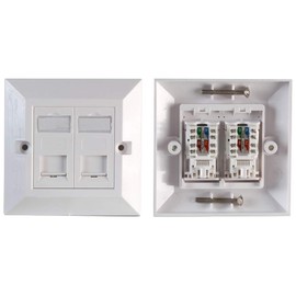 PRO SIGNAL PSG91593 1-Gang Twin Socket RJ45 Cat6 Faceplate, White