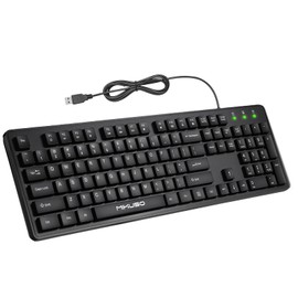 MIKUSO Wired Computer Keyboard Character anti fading,Corded Low-Profile, 12 Multimedia Hotkeys,1.6m Cable USB Interface Plug and Play Suitable for Computers, Laptop and PC,Full-Size,Number Pad, Office