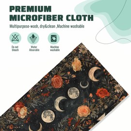 LXCSBD Moon Phases Boho Bath Hand Towels Absorbent Floral Botanic Gothic Bohemian Flower Bathroom Kitchen Towels Set of 2 Face Towels for Bathroom Gym Hotel Sport Decor Gifts for Women Man 14"x28"