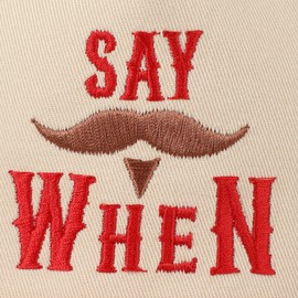 MIRMARU Two-Tone Vintage Canvas Trucker Hats for Men & Women, Adjustable Size Baseball Caps with Trendy Embroidered Design (US, Alpha, One Size, Say When Mustache, Red)