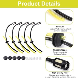 Universal Benzinfilter Kit,5pcs Benzinschlauch Dichtung,Benzinfilter Ersatzteile Kit,Universal Kraftstoffleitung,Primer Bulb,Gummitülle Dichtung,für Freischneider,Trimmer,Mower,Heckenschere