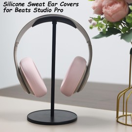 Adhiper Sweat Ear Covers for Beats Studio Pro Headphones, Silicone Headphone Case Covers for Beats Studio Pro Accessories, Washable & Sweat Proof Ear Pads Cover - Pink