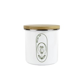 Purely Home Boho Minimalist Decaf Tea Storage Canister - Simplistic Floral Kitchen Decor Gift - Metal/Enamel Hot Drinks Storage Container
