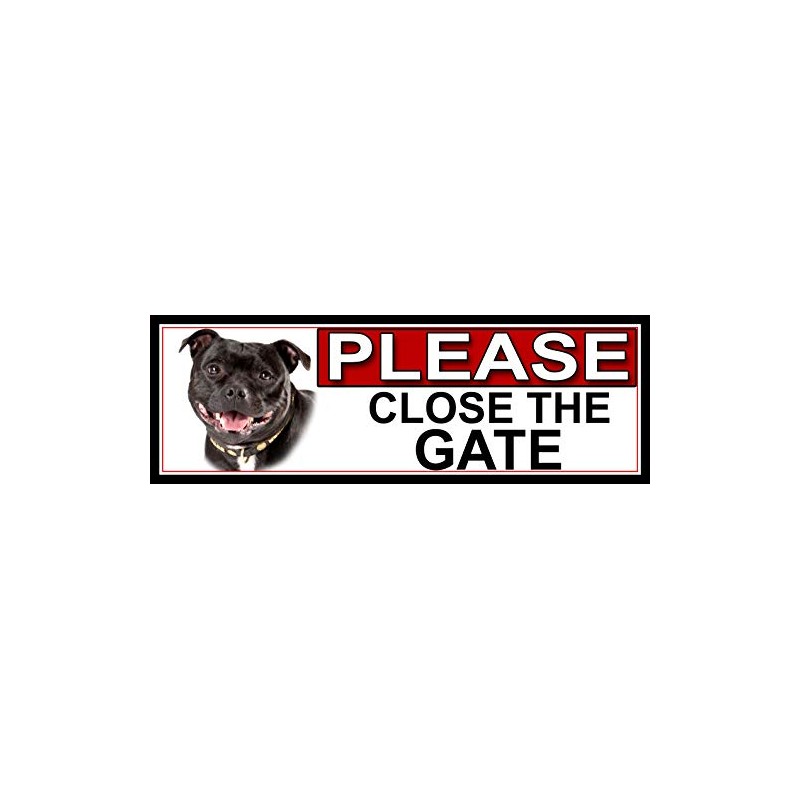 SHAWPRINT Staffordshire Bull Terrier PLEASE CLOSE THE GATE METAL GATE