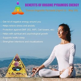 VDYXEW Crystal Pyramid, Amethyst Zodiac Taurus Orgone Pyramid, Healing Crystal, Postive Energy Orgonite Crystal Healing for Yoga, Meditation, Stress Reduce (Taurus)