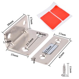 4Pack Cabinet Magnetic Catch,Keukenket L-Shaped Latch Ultra Thin Cabinet Door Magnetic Catch for Drawer Magnets Adhesive Cabinet Latch Magnetic Closures Drawer (4Pack Silver)