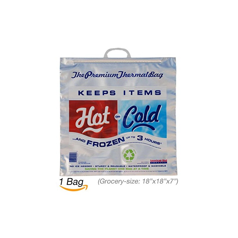 Hot Cold Bag | Insulated Thermal Cooler, Grocery Size, Red/Blue