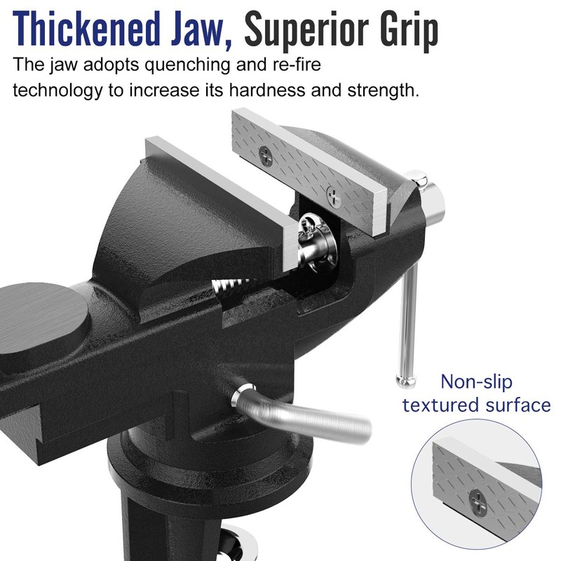 Housolution 3 Inch Universal Swivel Base Table Vise, 360°Rotating Bench