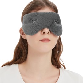 MEISENHOME Heated Eye Mask for Dry Eyes, Microwave Moist Heat Eye Compress with Flaxseed, Weighted Warm Eye Mask for Itchy Eyes, Stye, Sleeping, Relaxation, Therapy(Gray)