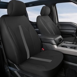 GIANT PANDA Seat Covers for Trucks Chevy Silverado, Dodge Ram, Ford F150 F-Series, Low Back PU Leather Front Seat Cover for Pickup and Trucks with Built in Seat Belts, Black