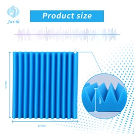 Sound Proofing Panels 12 Pcs Acoustic Panels, Sound Absorbing Panels 2" X 12" X 12" High Density Wedges Acoustic Foam Panels Fireproof Acoustic Wall Panel for Recording Studio, Home, Offices (Blue)