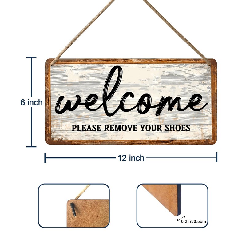 Please Remove Your Shoes Wood Sign for Front Door Please