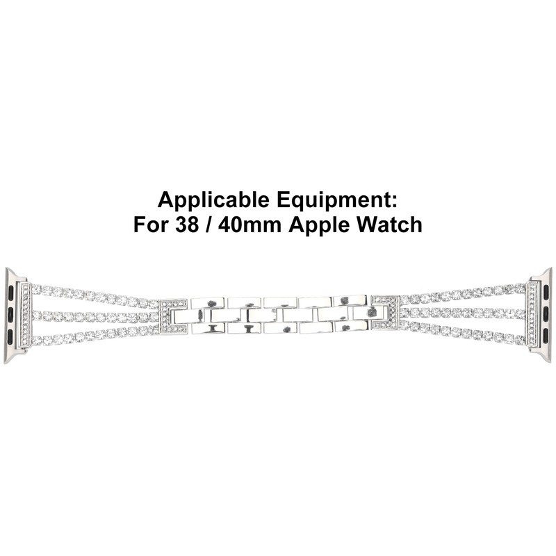Rhinestone Brass Metal Bracelet Watch Band Strap Replacement for IOS