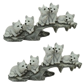 ICE ARMOR 2-PC Gift Set 10.25" W Wolf Family on Rock Edge Figurine Statue Sculpture Ornament Decoration Home/Room Decor for Housewarming, Holidays, Christmas Special