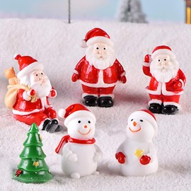 12pcs Mini Christmas Santa Claus Figurine Resin Miniature Xmas Ornaments for Fairy Micro Landscape Desktop Decor