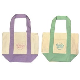 Trader Joe'sMini Tote Bag - Back to School Supplies,Pastel Mint Green & Pink ReusableGrocery Bag with Logo, Shopping Tote for Women,Spacious & Durable, Bag For Food Container:_2PC green+Purple