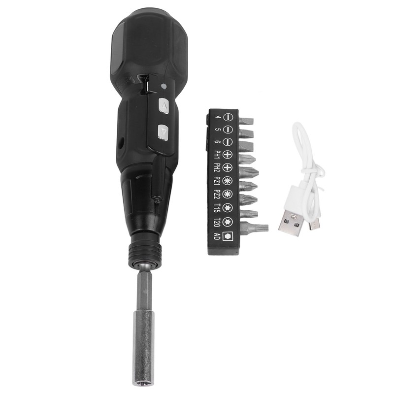 Cordless Electric Screwdriver with LED Light Alloy Steel 900mAh USB